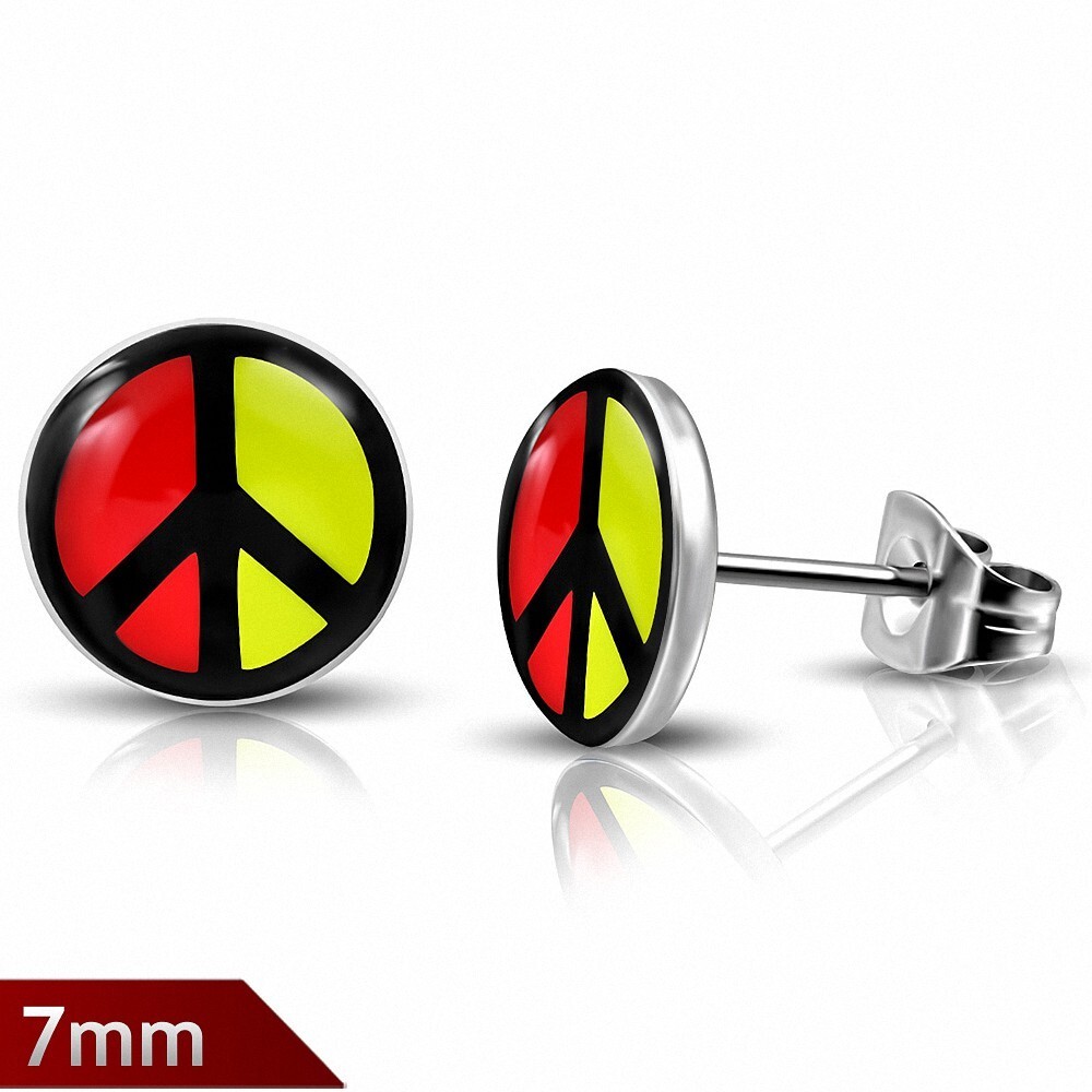 Stainless Steel Peace Sign Stud Earrings for Women