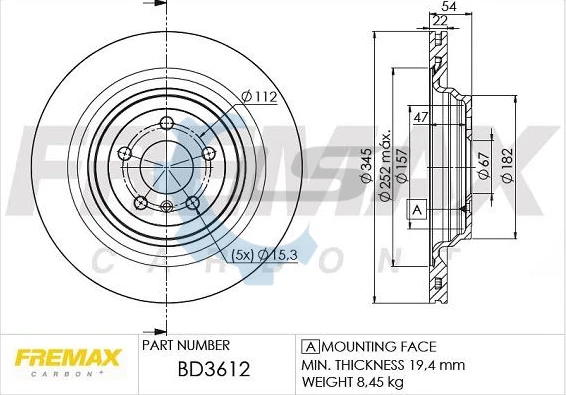 Rotores de disco traseros Fremax para Mercedes Benz GL350 GL500 X166 3.0 4.7 2013-2016 Foto 2 de 4