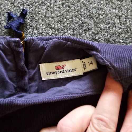 Vineyard Vines Dress Girls 14 Navy Blue Corduroy Whale Logo Sleeveless Classic - Picture 4 of 11