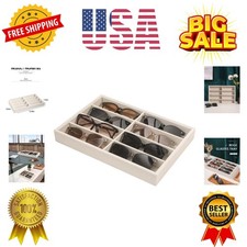 Sunglass Organizer, Beige Velvet Glasses Trays - Eyeglasses Watches Jewelry D...