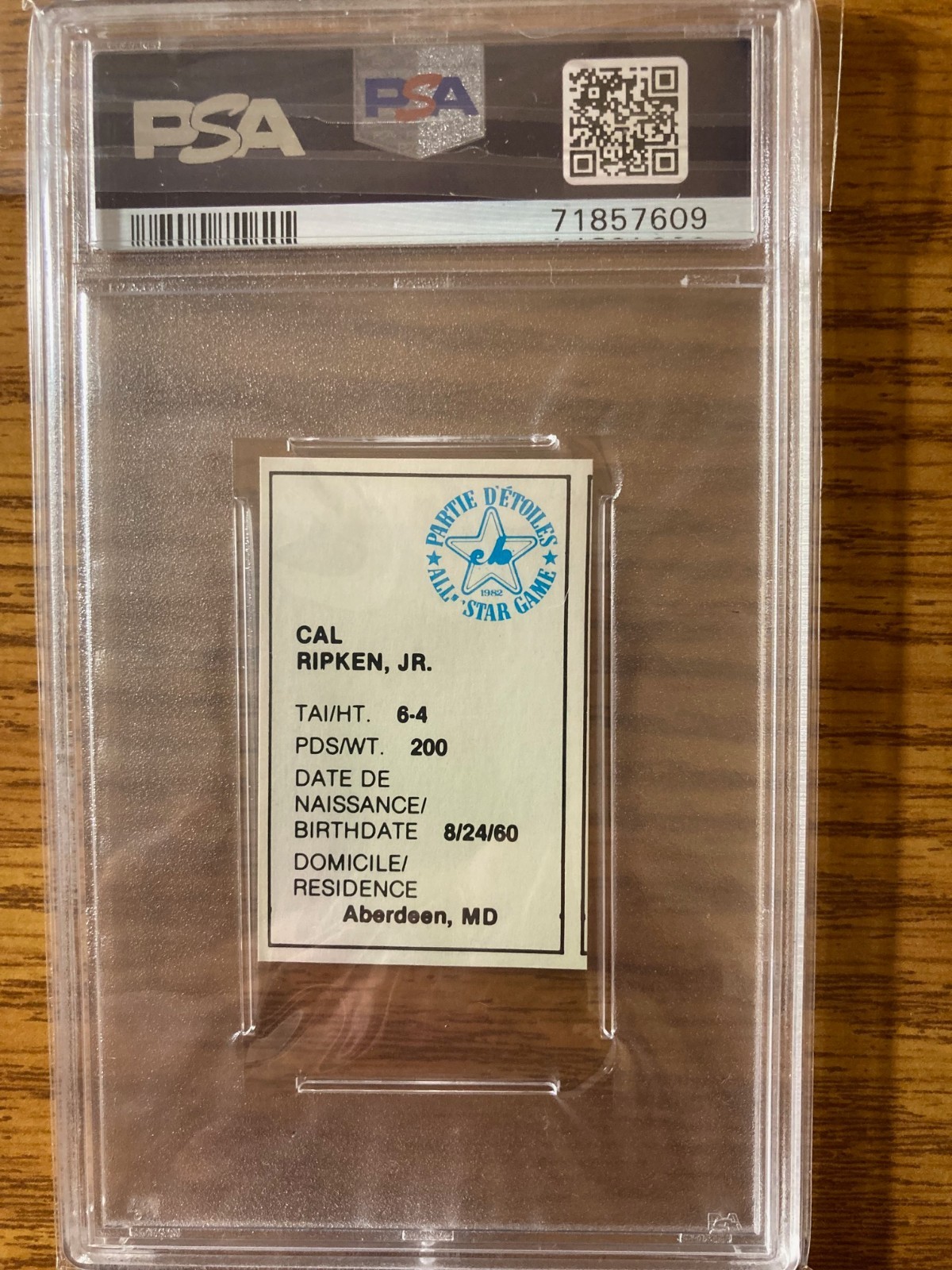 1982 All-Star Game Program Inserts-Hand Cut Cal Ripken JR. PSA 9 RARE! view 2