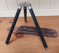 Vintage brass MEI tripod in leather case, extending camera stand