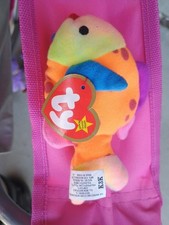 Ty Beanie Babies LIPS The Colorful Fish with matching teenie beanie MWMT