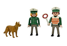 Playmobil Polizei grüne deutsche Uniform 2 Figuren mit Hund vintage City Life