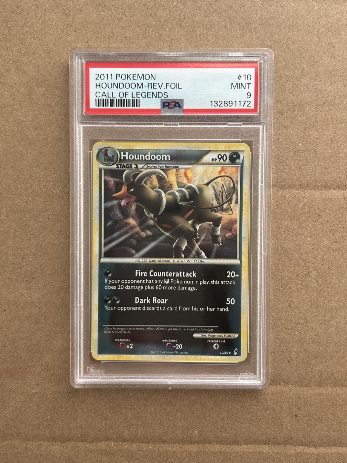2011 Pokemon Call Of Legends #10 Houndoom Reverse Foil PSA 9 MINT