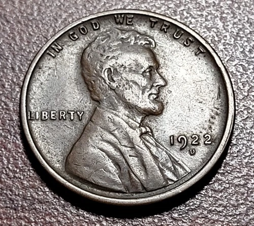 1922-D Lincoln Wheat Cent VF+ near EF XF Original Toning & Problem Free Coin