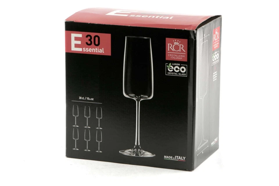 Set De 6 Cálices Flute Spumante ESSENTIAL 30 Cl Eco Cristal - RCR Italiana - Bar - Imagen 3 de 4