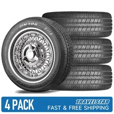 Set of 4 Travelstar UN106 155/80R13 79T 14mm White Wall A/S Passenger Car Tire