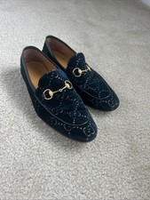 Men’s Gucci Jordaan GG Loafer Navy Velvet Size 10