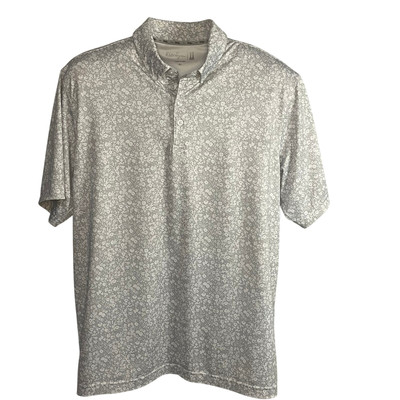 Golf Shirt Mens Polo Style Grayscale Floral Micro Print By Walter Hagen Size XL