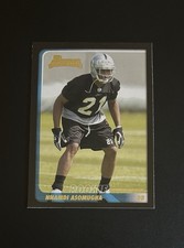 2003 Bowman Base Nnamdi Asomugha #266 (RC) Rookie Card Oakland Raiders. rookie card picture
