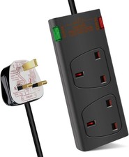 Image of ExtraStar 2 Way Surge Protected British Approved 13A Power Mains Extension Lead