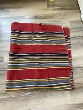 Vintage Wool Multicolor Striped Throw Blanket 51x57