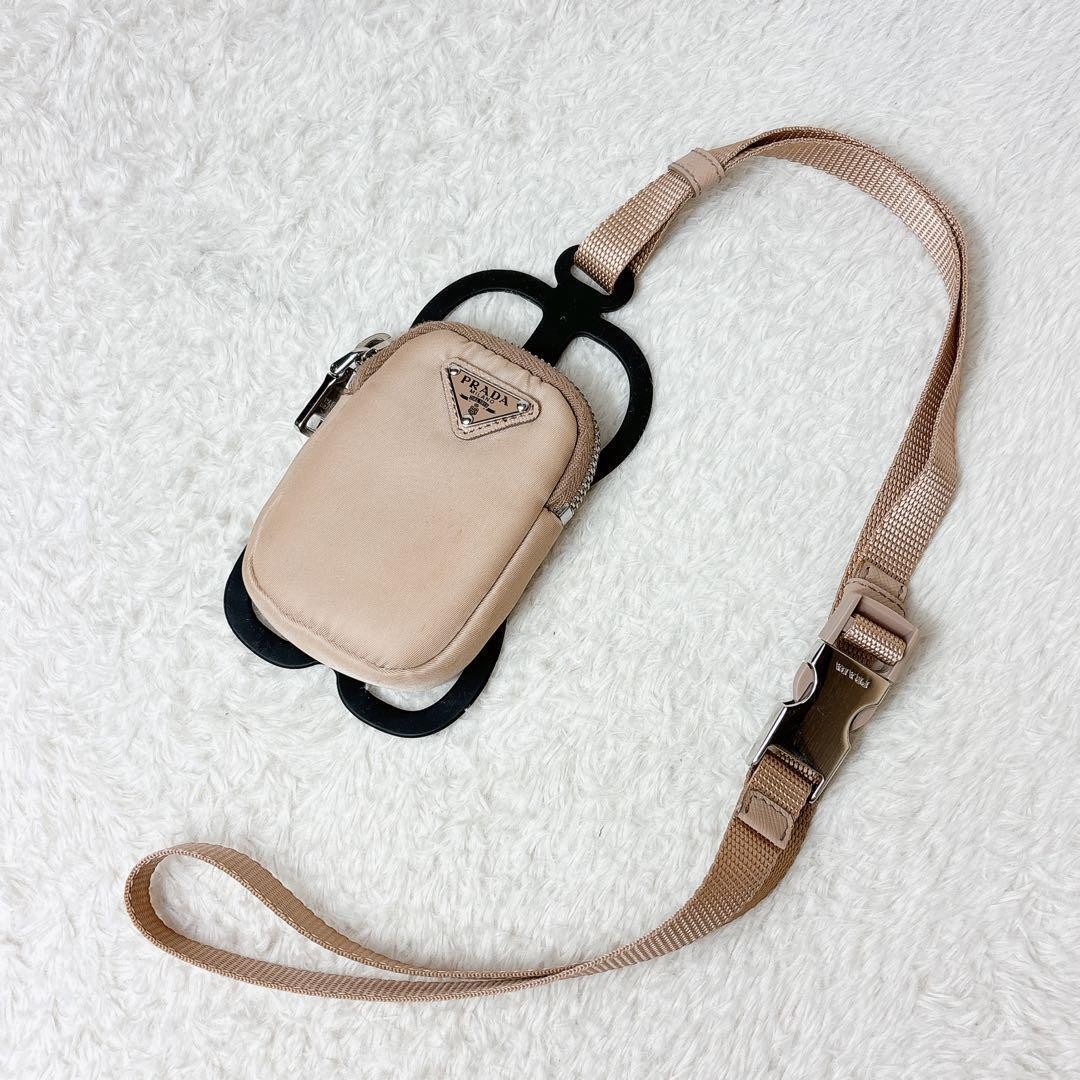 PRADA Nylon Smartphone Case Beige Pouch Triangle Logo