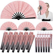 Vercraft 12 Pcs Clacking Fans for Line Dancing Bulk Glitter Fan,Rose Gold  H...