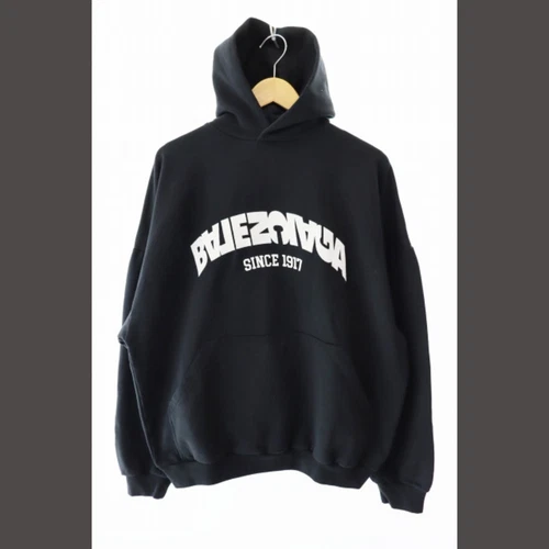 FELPA CON CAPPUCCIO BALENCIAGA 23AW BACK FLIP ROUND LOGO 761456 L NERA VETTORIALE AA usata 39bb73