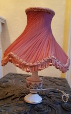 Ceramic Electric Lamp with Pink Fabric Shade