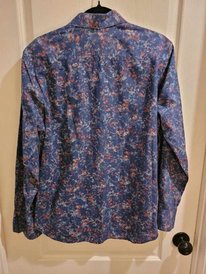 Robert Graham Men's Long Sleeve Medium Shirt Colorful Blue Forward Design - Image 4 of 4