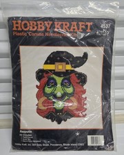 Vtg Halloween Green Witch Rusputin Needlecraft Kit Plastic Canvas 4537