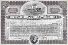 1921 International Mercantile Marine Co. 25 Shares Preferred Stock Certificate