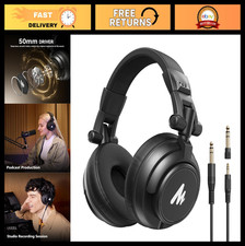 Professional Studio Monitor Headphones, Wired Over Ear DJ Headset, 50mm Drivers,