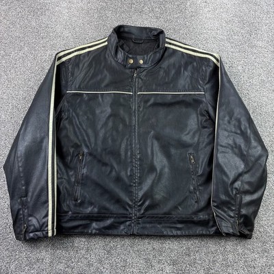 Arizona Jean Company Faux Leather Jacket Mens XL Black Moto Biker Cafe Racer