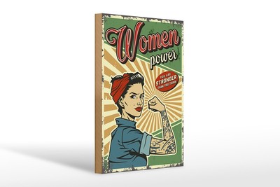 Ontrada Holzschild 20x30cm Pinup Women Power Girl Stronger Holz Schild