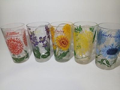 5 Rare MCM Vtg Boscul Peanut Butter Glass Violet Daisy Flower