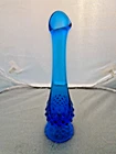 Fenton Glass Blue Hobnail Swung Bud Vase