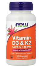 Now foods Vitamin D-3  K-2 1000 IU 120 caps Vitamin C Healthy Bones Teeth 09/27