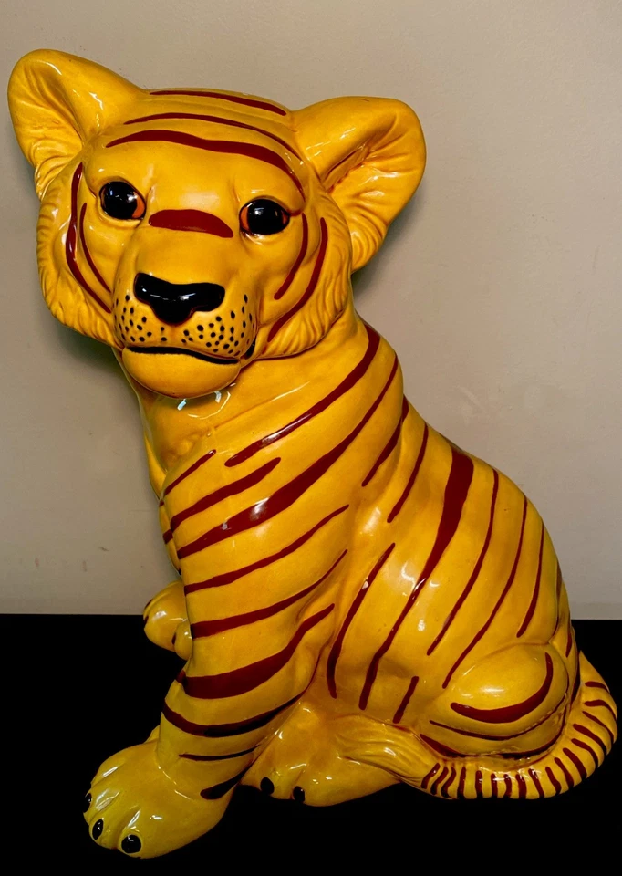 "De colección 14"" Tiza Realista Cachorro de Tigre de Bengala Estatua Escultura Figura Decoración Años 80" Foto 3 de 4