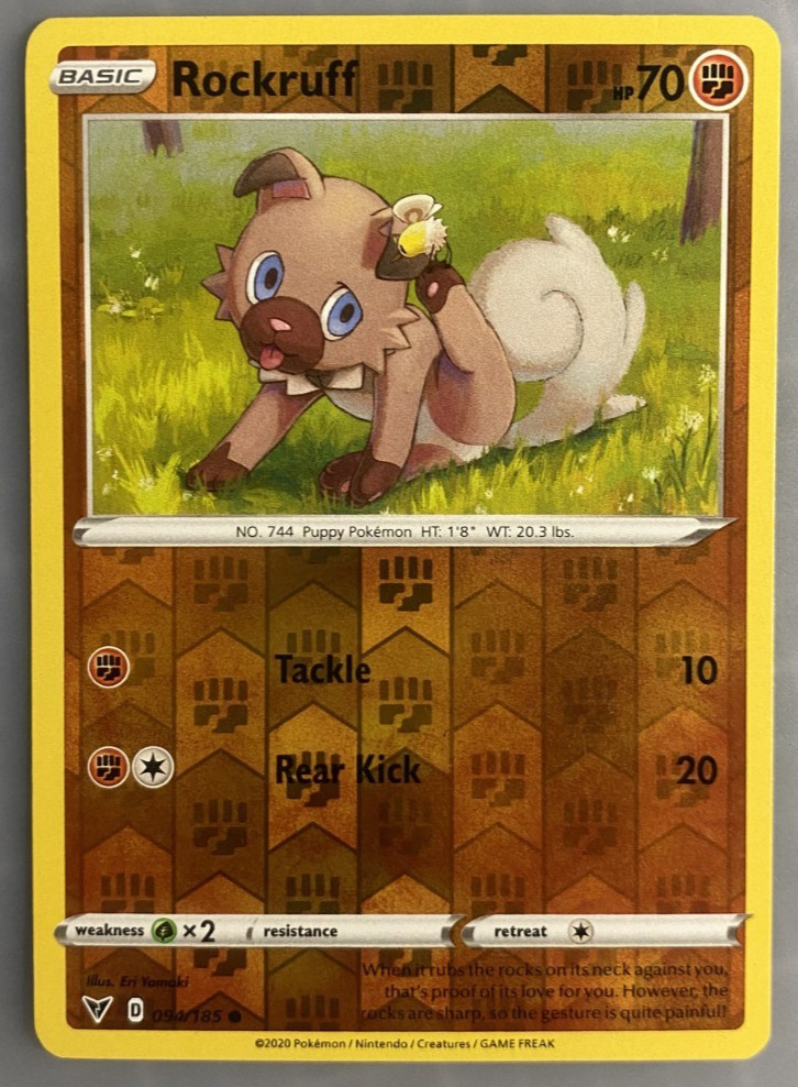 Reverse Holo Rockruff 094/185 Vivid Voltage 2020 Common Pokemon TCG NM/M English