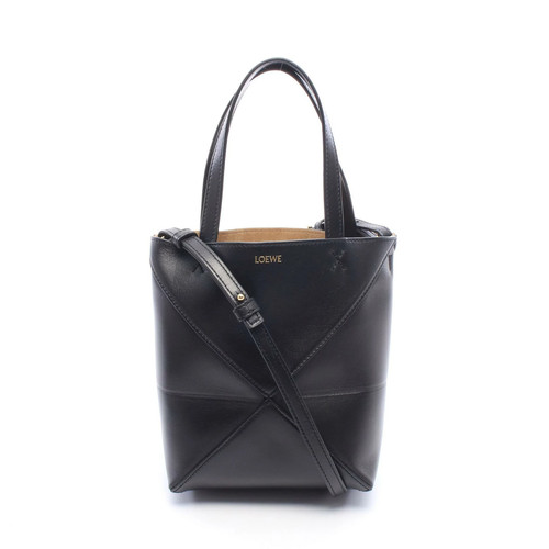 LOEWE Puzzle Fold Mini 2WAY Handbag Bag Leather Ladies Black A657V25X01 Used
