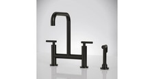 Bridge Matte Black Kitchen Faucet with 360 Swivel High-Arc Spout Side Sprayer