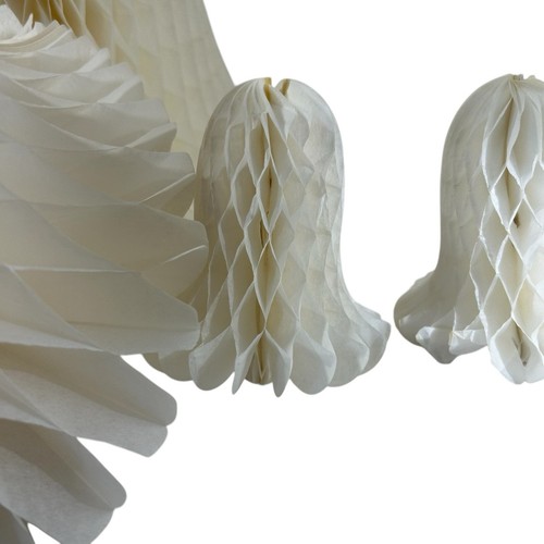 Vintage Tissue Paper Honeycomb Wedding Bell Decorations Set of 6 Bridal Shower - Picture 9 of 13