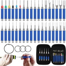 36PCS Depinning Tool Kit Terminal Removal Set with Organizer Rings & Case Blue