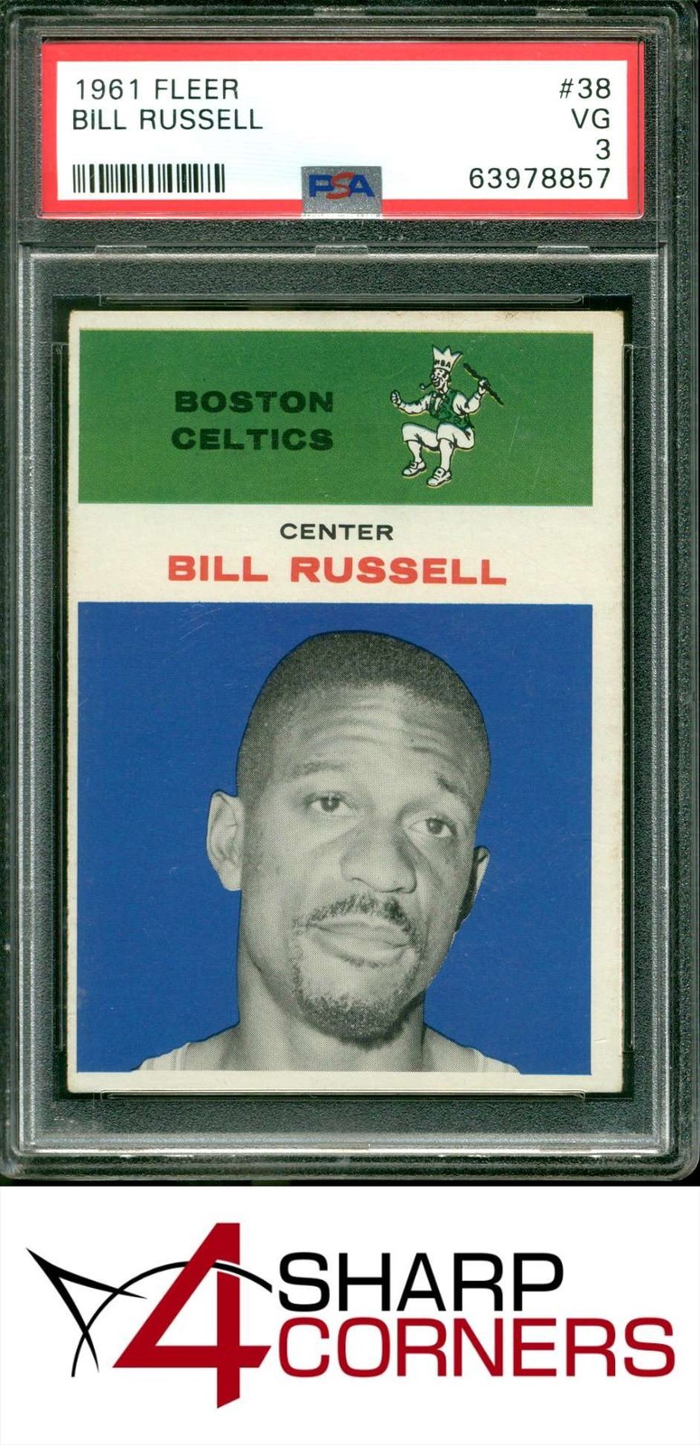 1961 FLEER #38 BILL RUSSELL CELTICS HOF PSA 3