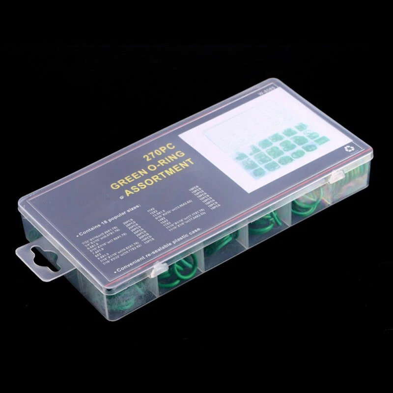 Kit de herramientas de juntas tóricas de aire acondicionado sistema de aire acondicionado HNBR 270 piezas tamaño 18 para automóvil Foto 3 de 4