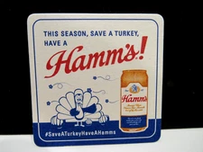 BRAND NEW Stack Of 50 Hamm’s Beer Coasters   "Save A Turkey Have A Hamm's"   NEW