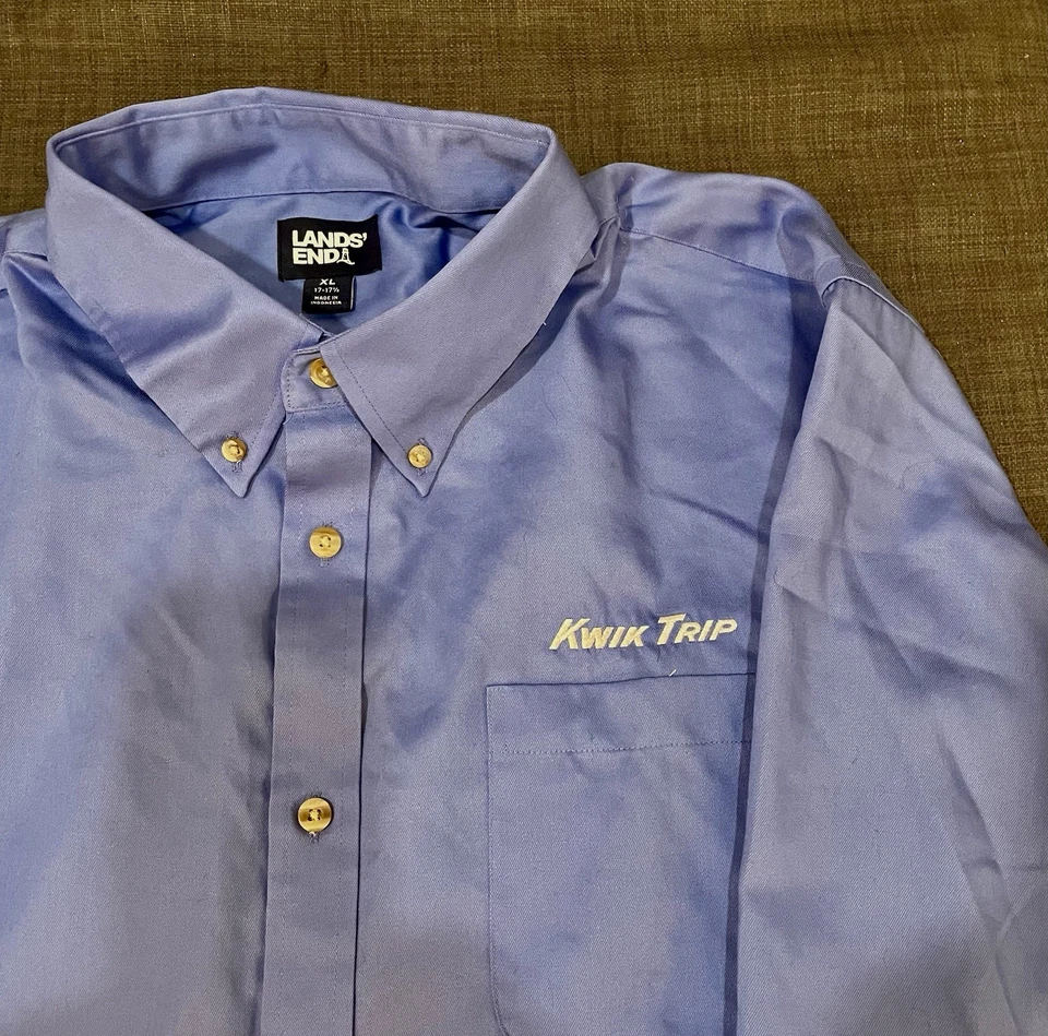 Camisa cuello Lands End para hombre - Kwik Trip - azul talla XL 17-17 1/2 Foto 2 de 4