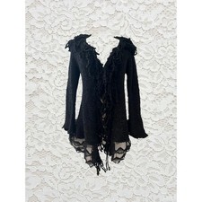 vintage 90s fringe sweater jacket with lace trim