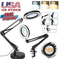 10XMagnifying Glass Desk Light Magnifier LED ...