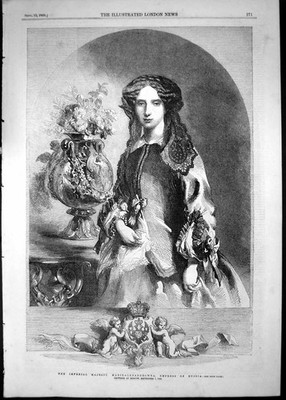 Altes 1856 Portrait Ihre Kaiserliche Majestät Marie-Alexandrowna Kaiserin Russland 19.