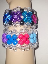 2 Kandi Cuff Pony Bead Bracelets Kids, Teens, Adults, Gift