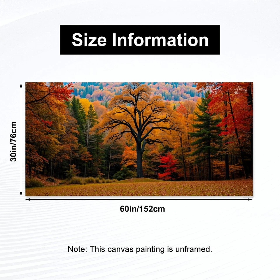 Arte de parede paisagem árvore outono estampa em tela 60x30 sem moldura decoração moderna para casa - Imagem 3 de 4