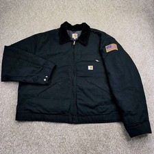 Carhartt Detroit Jacket Blanket Lined Mens 3XL J001 BLK Black Union Made In USA