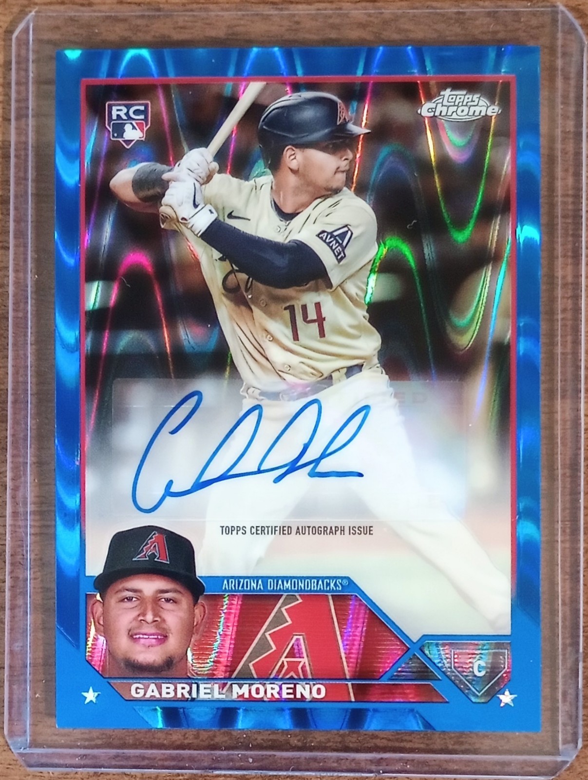 Gabriel Moreno 2023 Topps Chrome Update Autograph Blue RayWave /150 Rookie RC