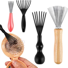 Hair Brush Cleaner Tool Set, 4 Pcs Hairbrush Cleaner with Rake Design Metal Wire