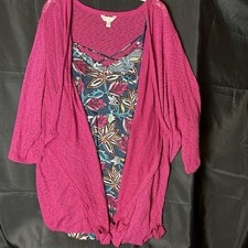 Terra Sky Women's Cardigan 24W-26W and Tank Top Set