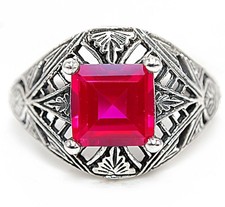 3CT Treated Ruby 925 Sterling Silver Filigree Ring Jewelry Sz 6 FB9-7